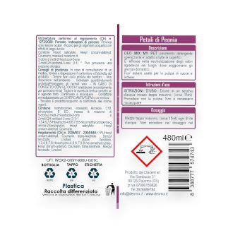 detersivo pavimenti igienizzante concentrato petali di peonia 480 ml my pet deomix istruzioni